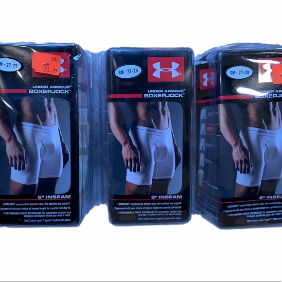 BNIB Men’s Under Armour white 6” inseam boxerjock™️ boxers/underwear/boxer brief - Picture 2 of 5